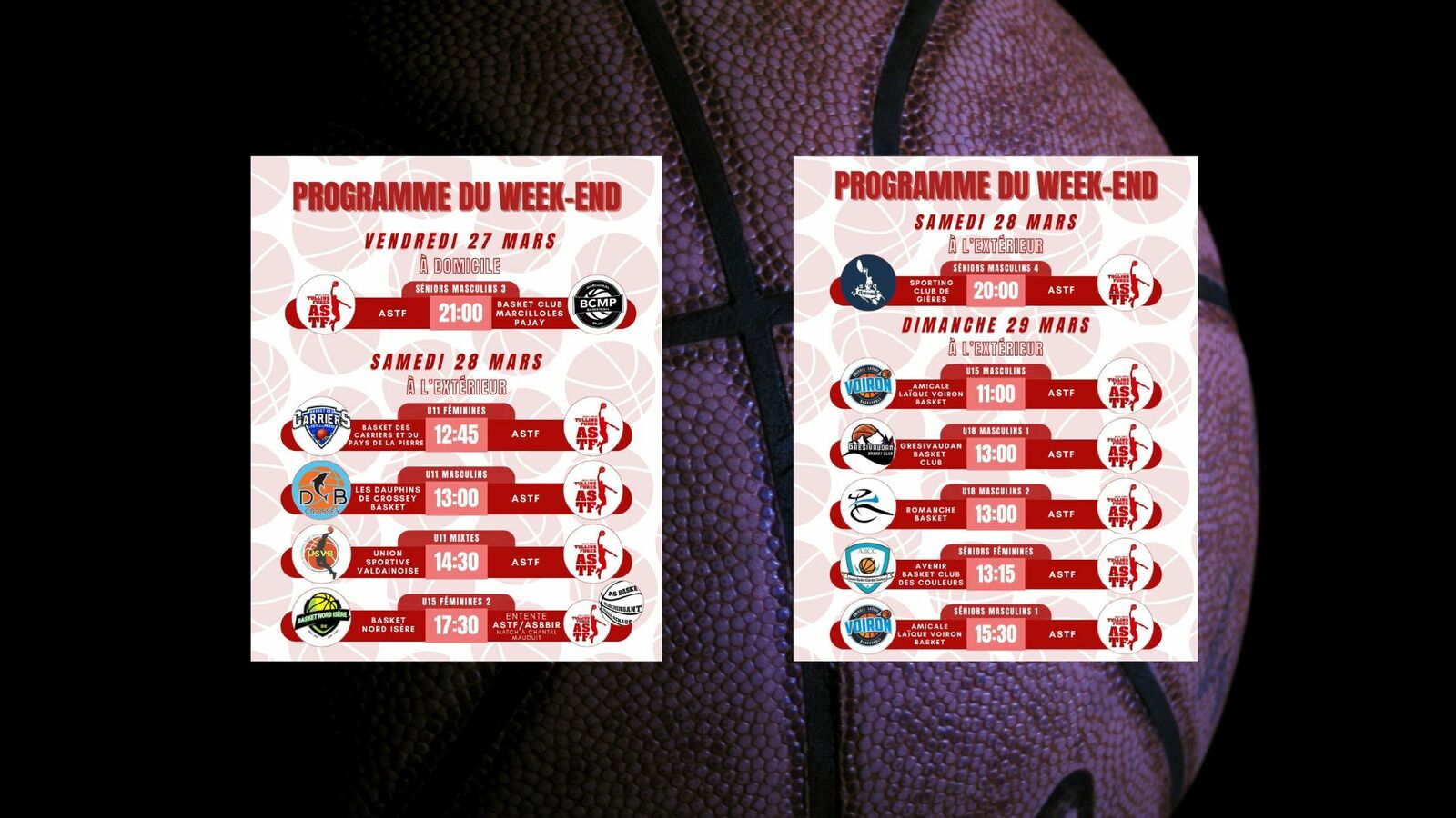 Programme week-end du 27-28 et 29-03