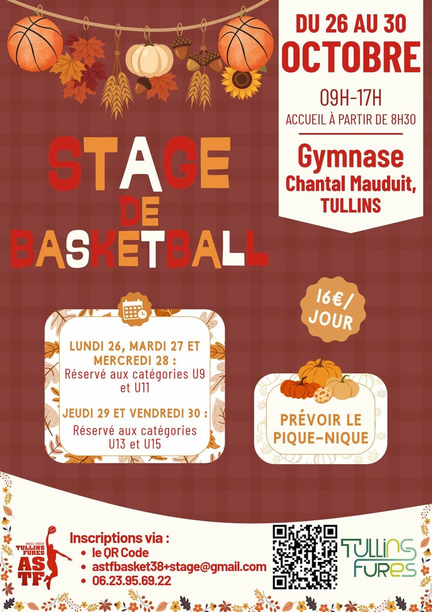 Stage des vacances d'octobre U9-U11-U13-U15