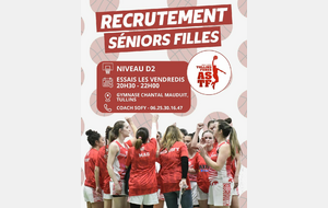 Séniors filles - Recrutement - Championnat de D2
